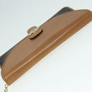 Christian Dior Chain Shoulder Bag PVC Leather Black Brown gold Auth ep5515-6