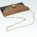 Christian Dior Chain Shoulder Bag PVC Leather Black Brown gold Auth ep5515-7