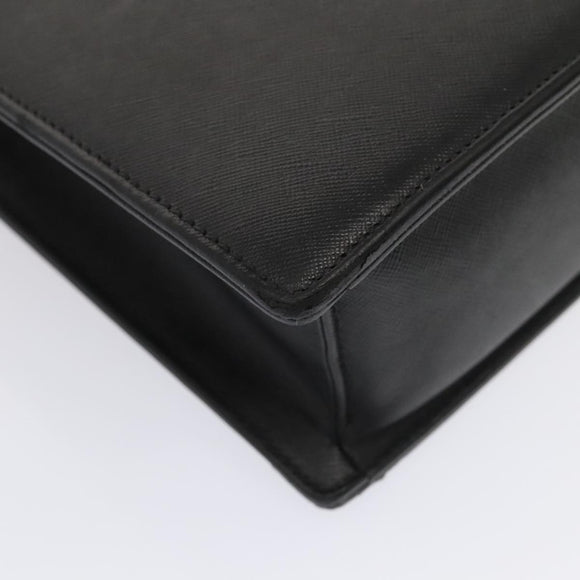 BURBERRY Business Bag Leather Black Silver Auth ep5521