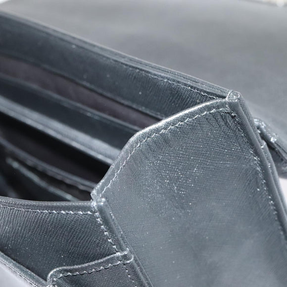 BURBERRY Business Bag Leather Black Silver Auth ep5521