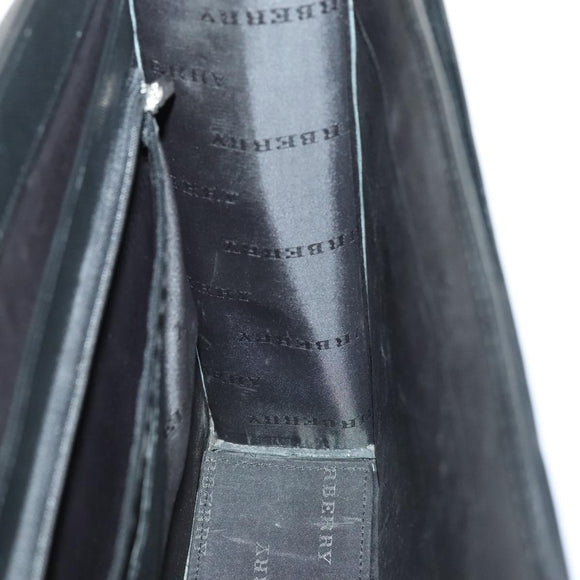 BURBERRY Business Bag Leather Black Silver Auth ep5521