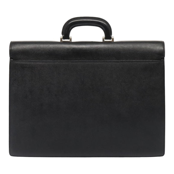 BURBERRY Business Bag Leather Black Silver Auth ep5521