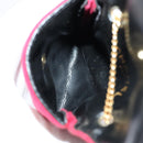 CHANEL Chain Quilted Shoulder Pouch Cotton Gold Red CC Auth ep5533-12