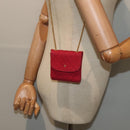 CHANEL Chain Quilted Shoulder Pouch Cotton Gold Red CC Auth ep5533-20