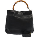 GUCCI Bamboo Shoulder Bag Leather 2way Black Gold 001 1998 1577 Auth ep5534-1