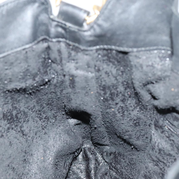 GUCCI Bamboo Shoulder Bag Leather 2way Black Gold 001 1998 1577 Auth ep5534