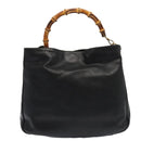 GUCCI Bamboo Shoulder Bag Leather 2way Black Gold 001 1998 1577 Auth ep5534-13