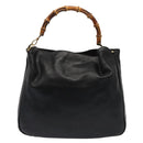 GUCCI Bamboo Shoulder Bag Leather 2way Black Gold 001 1998 1577 Auth ep5534-2