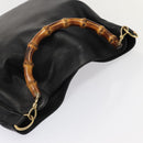 GUCCI Bamboo Shoulder Bag Leather 2way Black Gold 001 1998 1577 Auth ep5534-6