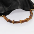GUCCI Bamboo Shoulder Bag Leather 2way Black Gold 001 1998 1577 Auth ep5534-7