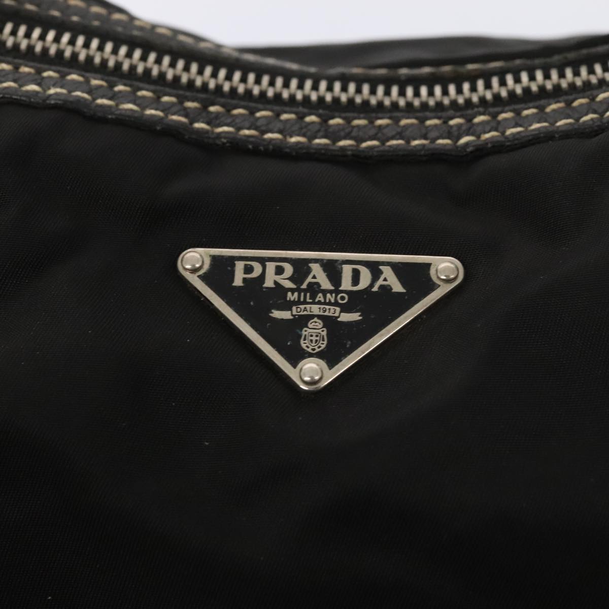 PRADA Shoulder Bag Nylon Black Silver Auth ep5537