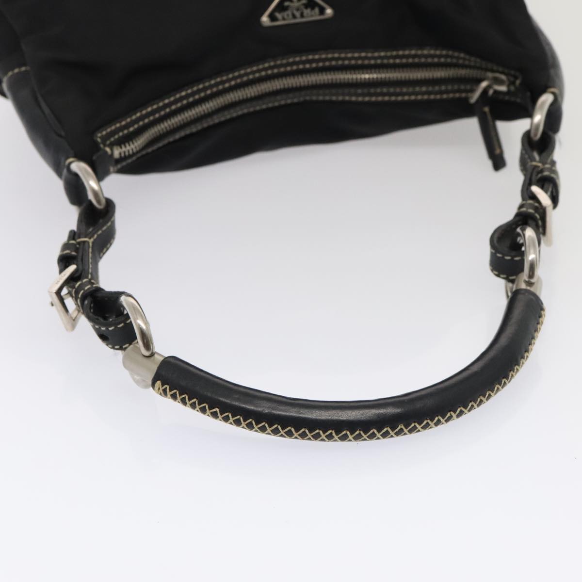 PRADA Shoulder Bag Nylon Black Silver Auth ep5537