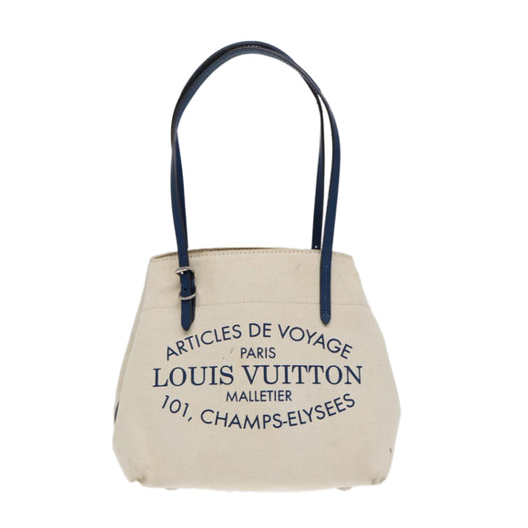 LOUIS VUITTON Cabas PM Tote Bag Canvas White Blue M94504 LV Auth ep5538