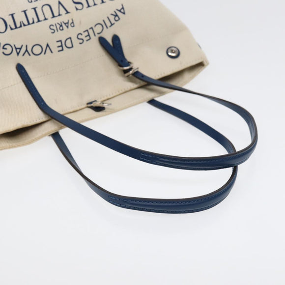 LOUIS VUITTON Cabas PM Tote Bag Canvas White Blue M94504 LV Auth ep5538