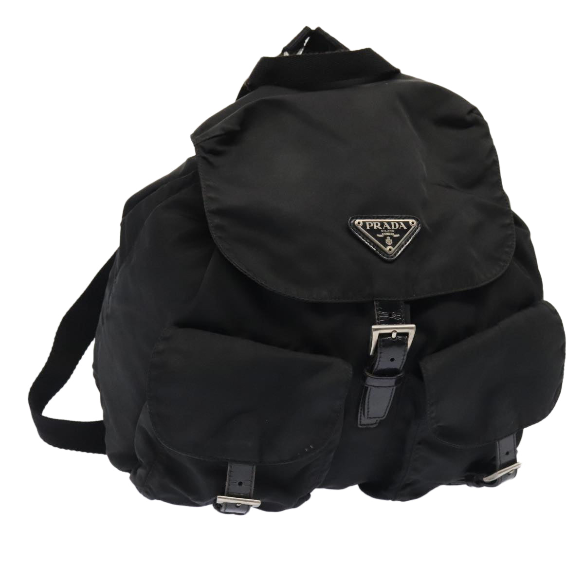 PRADA Backpack Nylon Black Silver Auth ep5539