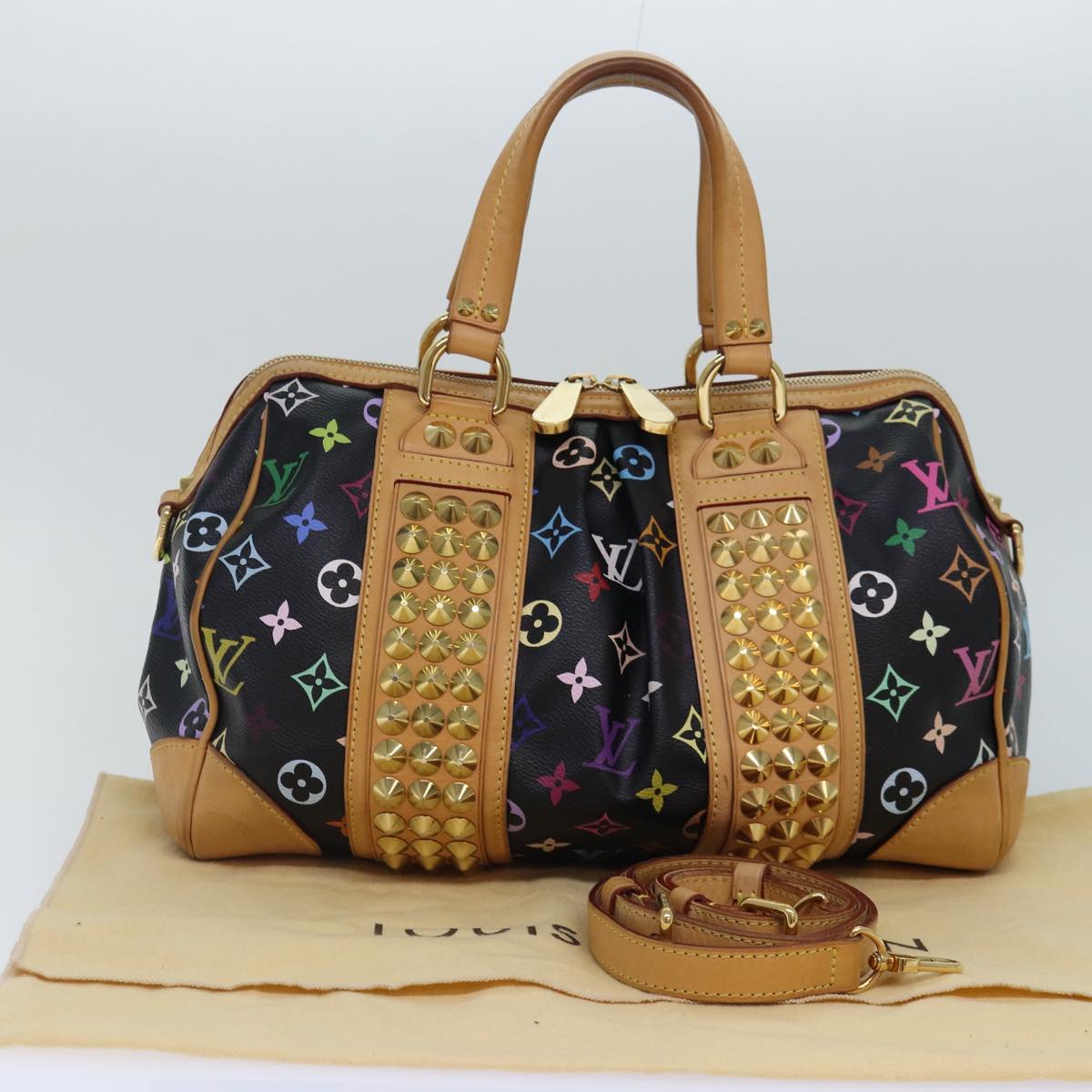 LOUIS VUITTON Monogram Multicolor Courtney MM Bag 2way Black M45642 Auth ep5582