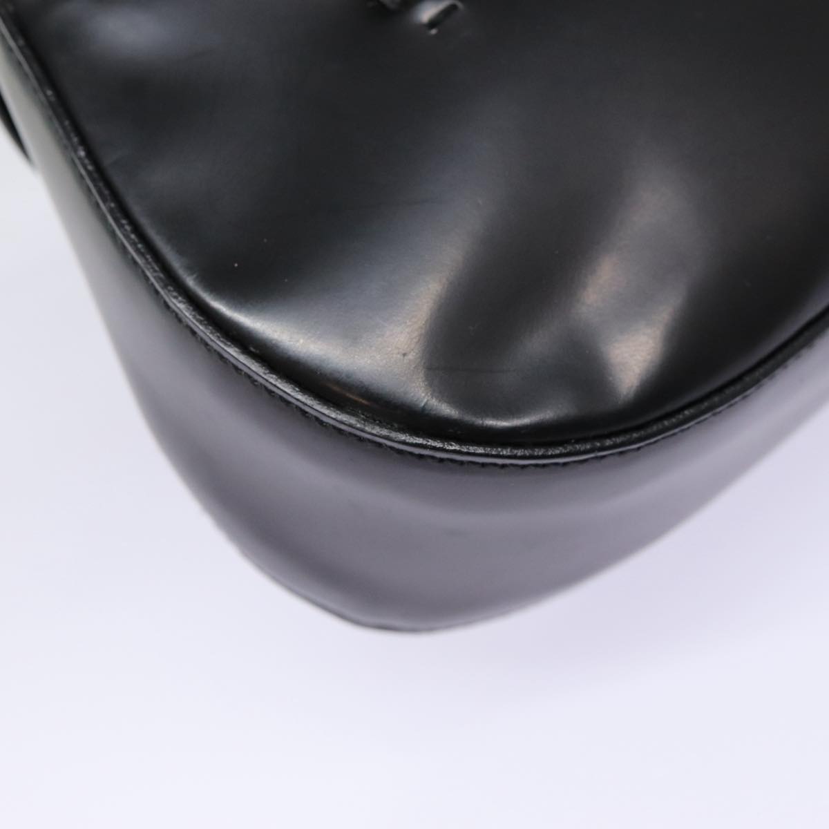 PRADA Hand Bag Patent leather Black Silver Auth ep5585