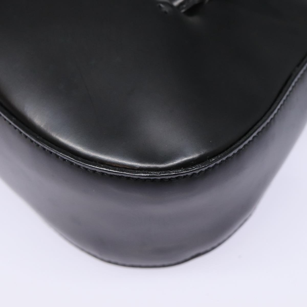 PRADA Hand Bag Patent leather Black Silver Auth ep5585