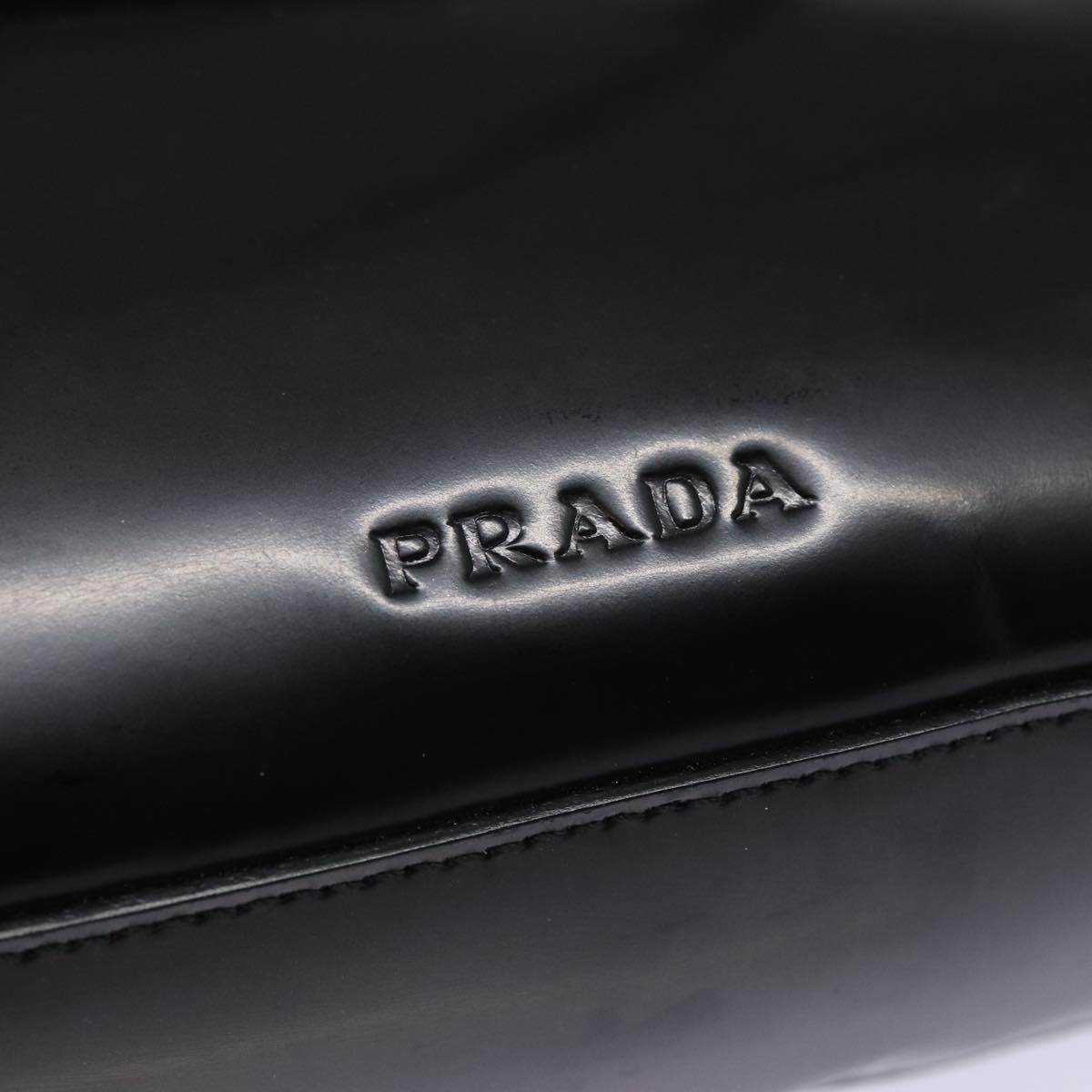 PRADA Hand Bag Patent leather Black Silver Auth ep5585