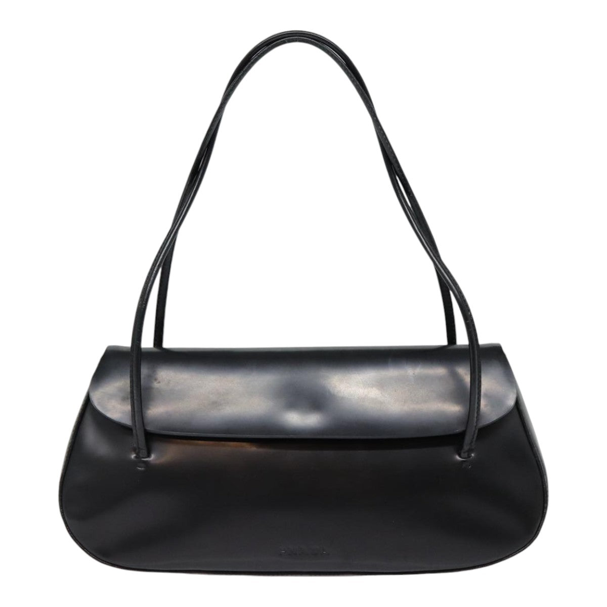 PRADA Hand Bag Patent leather Black Silver Auth ep5585