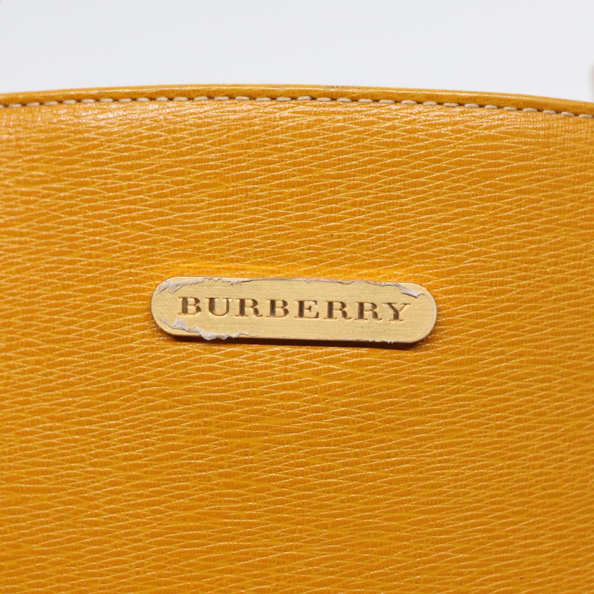 BURBERRY Hand Bag Leather Yellow Gold Auth ep5590