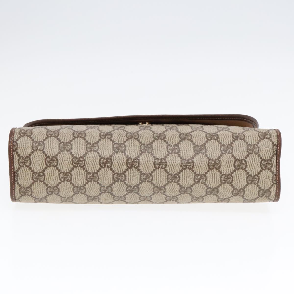 GUCCI GG Supreme Web Sherry Line Clutch Bag PVC Beige Gold Auth ep5597