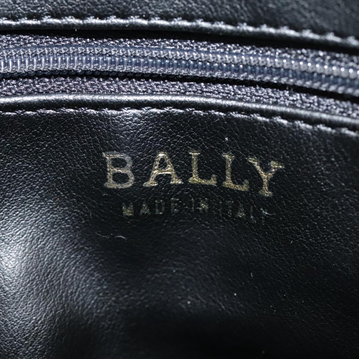 BALLY Chain Shoulder Bag Leather Black Gold Auth ep5603