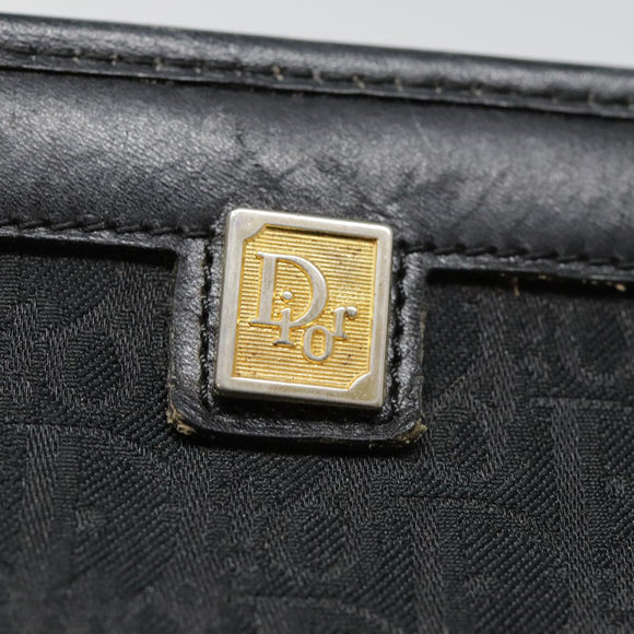 Christian Dior Trotter Canvas Clutch Bag Black Silver Auth ep5605