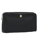 Christian Dior Trotter Canvas Clutch Bag Black Silver Auth ep5605-1