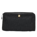 Christian Dior Trotter Canvas Clutch Bag Black Silver Auth ep5605-13