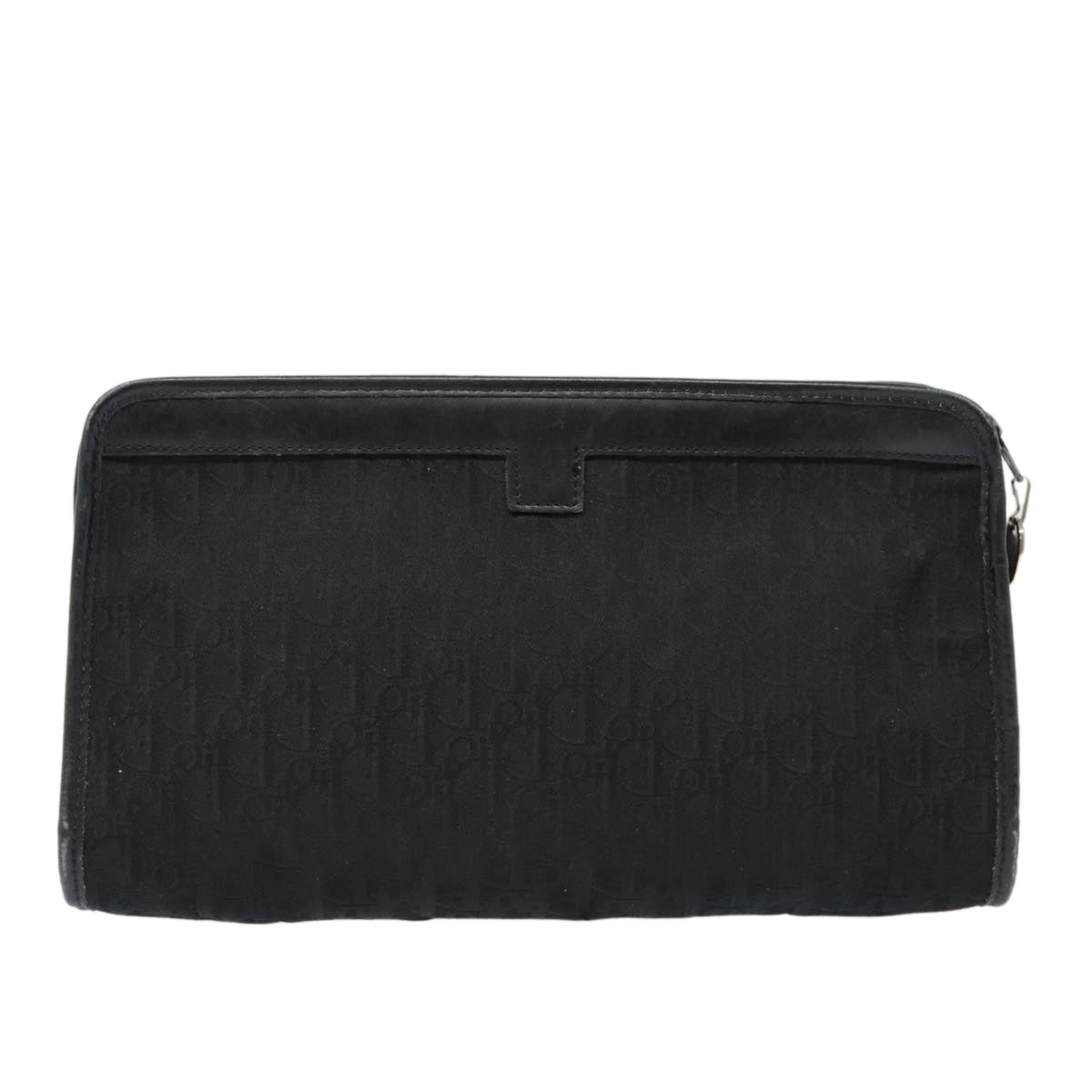 Christian Dior Trotter Canvas Clutch Bag Black Silver Auth ep5605