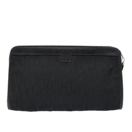 Christian Dior Trotter Canvas Clutch Bag Black Silver Auth ep5605 - 0