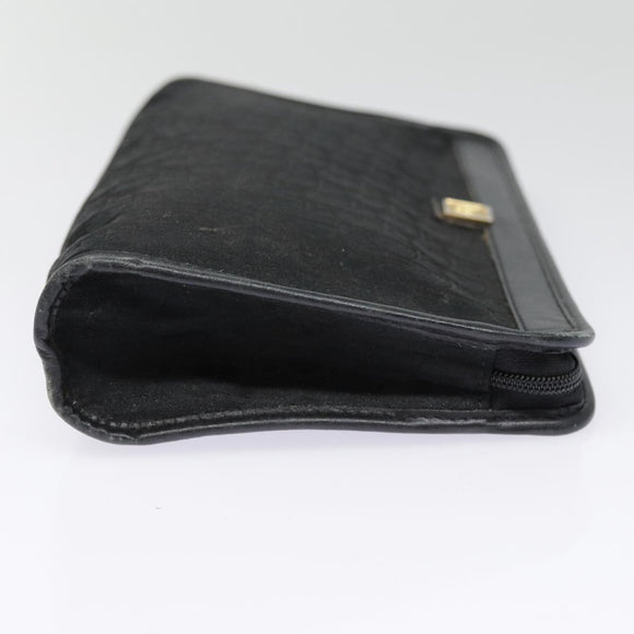 Christian Dior Trotter Canvas Clutch Bag Black Silver Auth ep5605