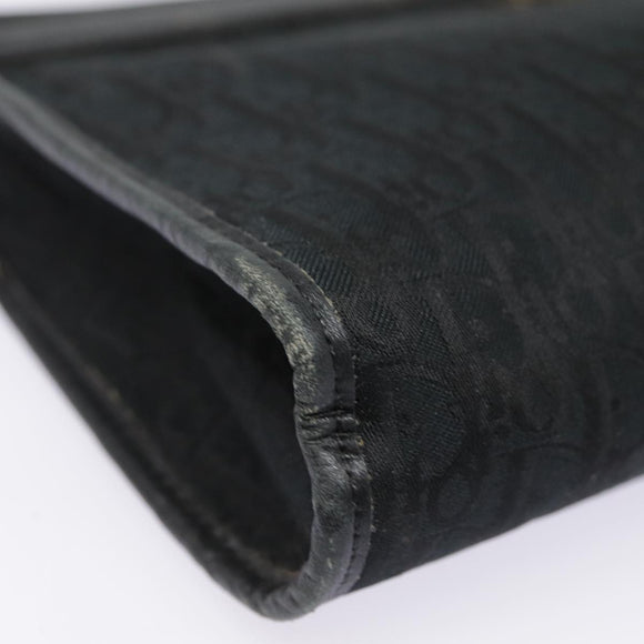 Christian Dior Trotter Canvas Clutch Bag Black Silver Auth ep5605