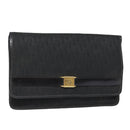 Christian Dior Trotter Canvas Clutch Bag Black Gold Auth ep5606-1
