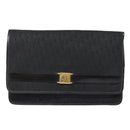 Christian Dior Trotter Canvas Clutch Bag Black Gold Auth ep5606-13