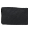 Christian Dior Trotter Canvas Clutch Bag Black Gold Auth ep5606-2