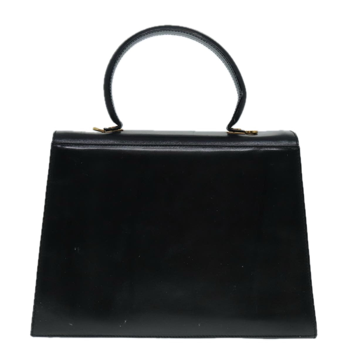 Salvatore Ferragamo Gancini Hand Bag Leather Black Gold Auth ep5613 - 0