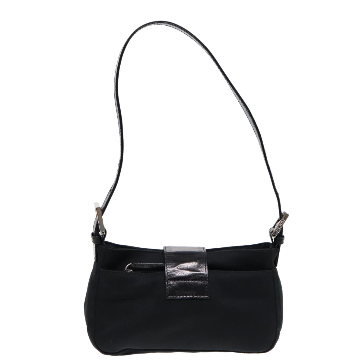 FENDI Shoulder Bag Nylon Black Silver Auth ep5624 - 0