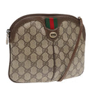 GUCCI GG Supreme Web Sherry Line Shoulder Bag PVC Beige Gold Auth ep5636-1
