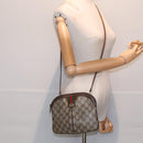 GUCCI GG Supreme Web Sherry Line Shoulder Bag PVC Beige Gold Auth ep5636-22