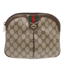 GUCCI GG Supreme Web Sherry Line Shoulder Bag PVC Beige Gold Auth ep5636-13