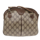 GUCCI GG Supreme Web Sherry Line Shoulder Bag PVC Beige Gold Auth ep5636-2