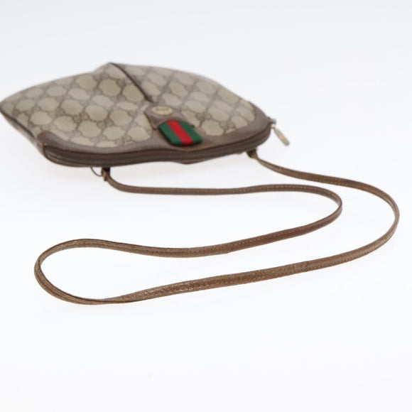 GUCCI GG Supreme Web Sherry Line Shoulder Bag PVC Beige Gold Auth ep5636