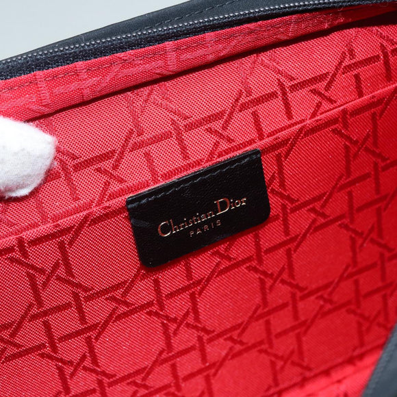 Christian Dior Canage Pouch Nylon Black Gold Auth ep5643
