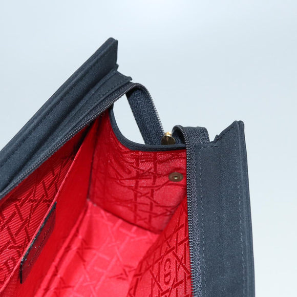 Christian Dior Canage Pouch Nylon Black Gold Auth ep5643