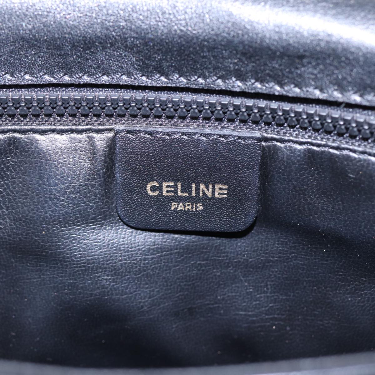 CELINE Shoulder Bag Leather Black Gold Auth ep5647