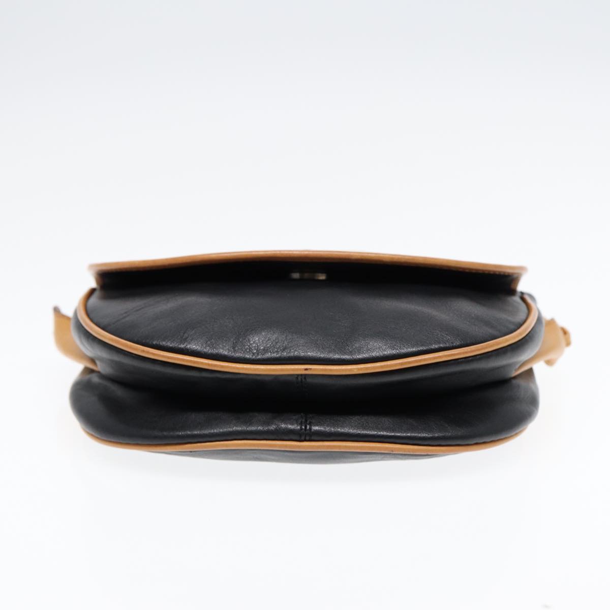 CELINE Shoulder Bag Leather Black Gold Auth ep5647