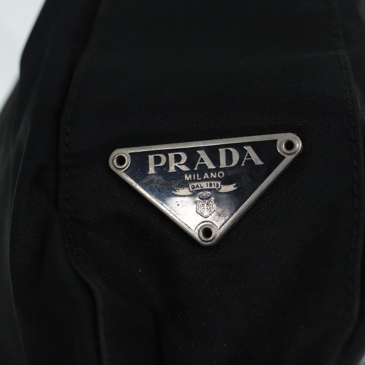 PRADA Tote Bag Nylon Black Silver Auth ep5658