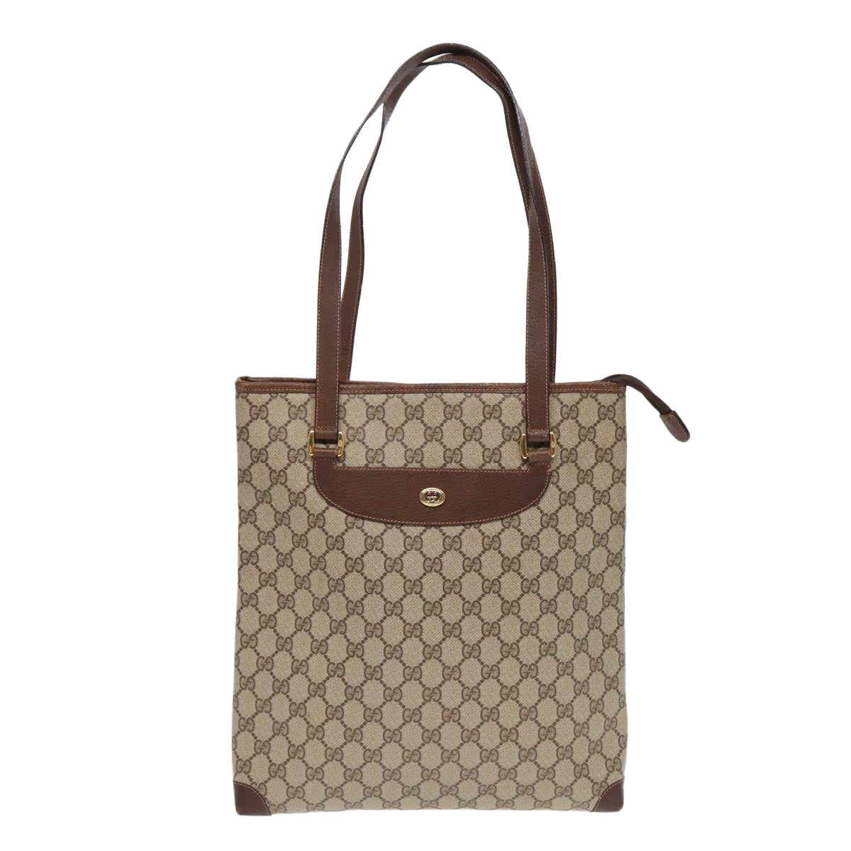 GUCCI GG Supreme Tote Bag PVC Leather Beige Gold 89 02 905 Auth ep5665